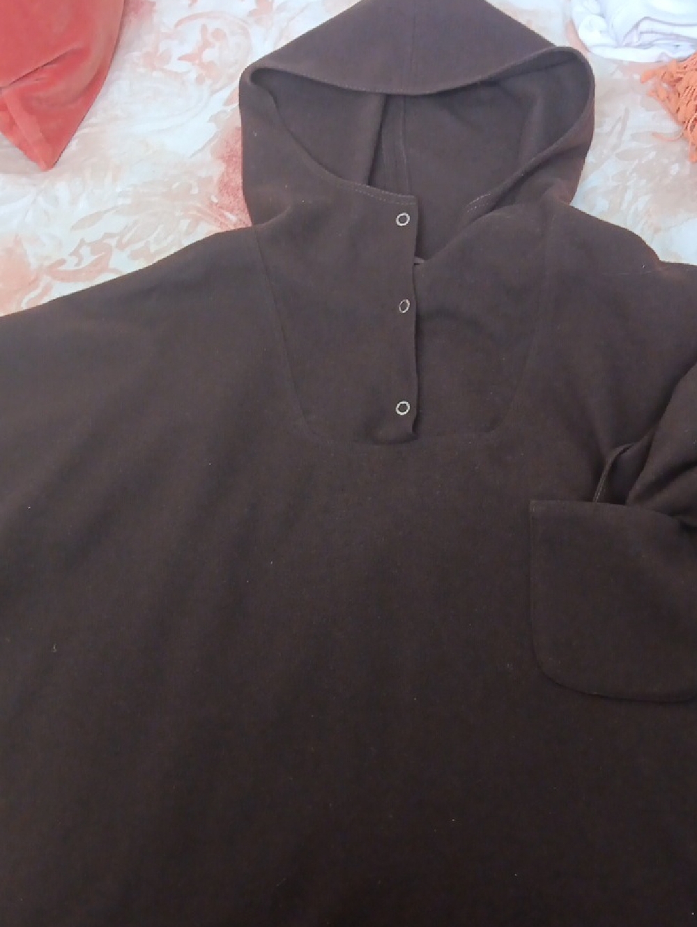 Size Large.Vintage Wool CabinCore Oversized Shirt With Hoodie.Brown